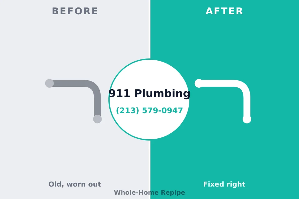 Before and after: plumbing repair Des Allemands, LA